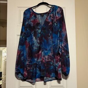 Stylish Floral Blouse in Blue and Purple
